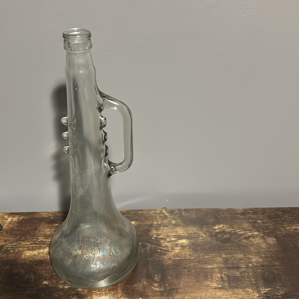 Vintage clear glass trumpet bottle